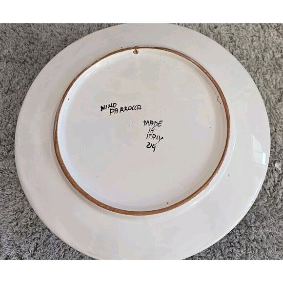 Nino Parrucca Pottery Modernist Plate 10.5" Made in Italy 214 Orange Basket Lady - Picture 2 of 4